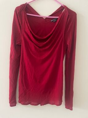 Armani Exchange Red Cowl Neck Long Sleeve Top